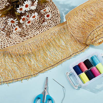 Paillette Tassel Polyester Ribbon Trim OCOR-WH0078-145C-1