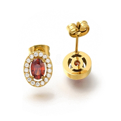 Ion Plating(IP) 304 Stainless Steel Stud Earrings EJEW-H018-01G-05-1
