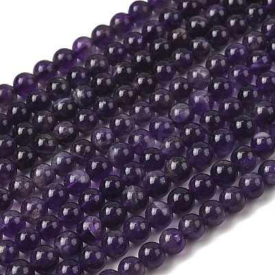 Natural Amethyst Beads Strands G-A274-C01-6mm-02-1
