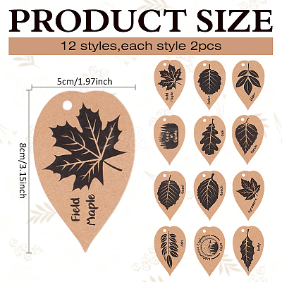 24Pcs 12 Styles Kraft Paper Plant Identification Cards DIY-WH0699-34-1