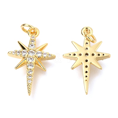 Brass Micro Pave Clear Cubic Zirconia Pendants X-ZIRC-O036-38G-1