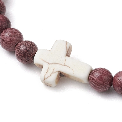Natural Wood Beads Stretch Bracelets for Women BJEW-JB11338-04-1