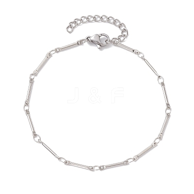 Brass Bar Link Chain Bracelets for Women Men BJEW-JB10274-02-1