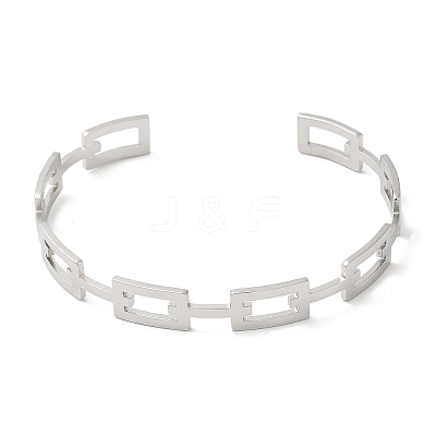 Non-Tarnish 304 Stainless Steel Hollow Rectangle Cuff Bangles LS-BJEW-H322-01P-1