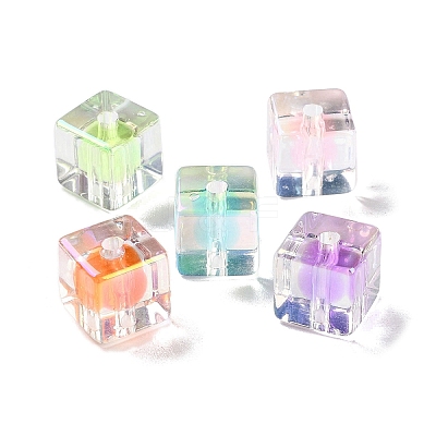 UV Plating Iridescent Transparent Acrylic Beads X-OACR-H112-09A-1