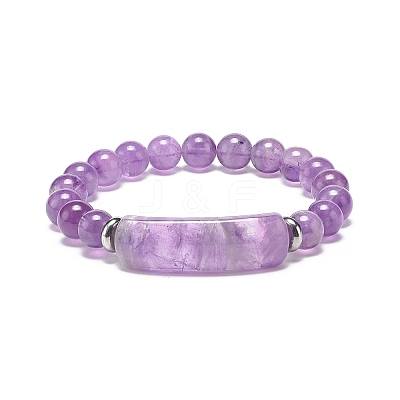 Natural Amethyst Beaded Stretch Bracelet BJEW-JB08879-05-1