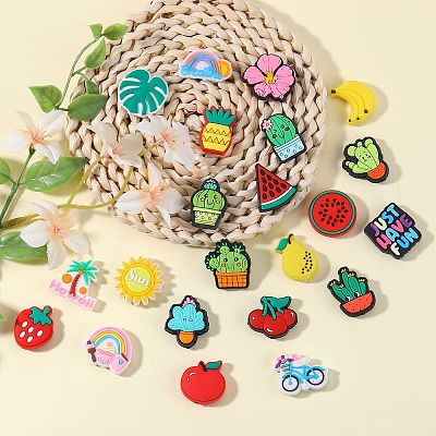 24Pcs 23 Styles Fruits PVC Plastic Beads FIND-SZ0003-67-1