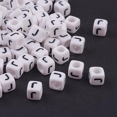 Acrylic Horizontal Hole Letter Beads PL37C9308-J-1