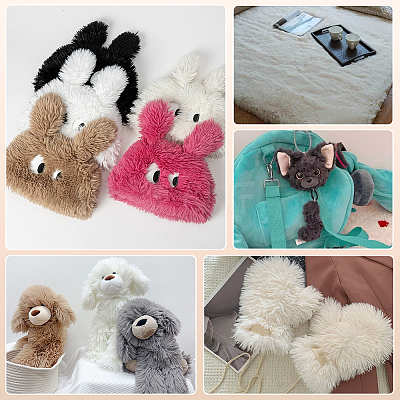 1 Yard Polyester Plush Fabric DIY-PH0028-91C-1
