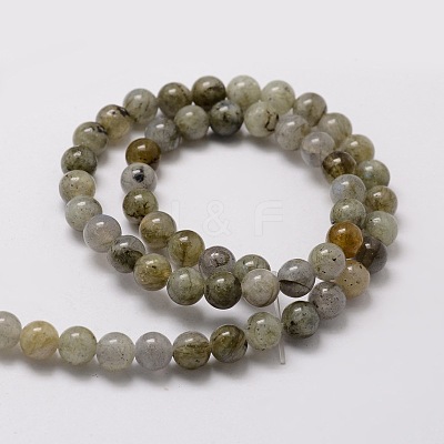 Natural Labradorite Round Beads Strands X-G-E329-8mm-48-1