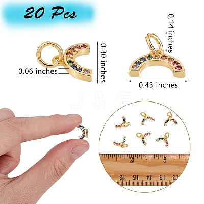 20Pcs Brass Micro Pave Colorful Cubic Zirconia Charms KK-SZ0004-71-1