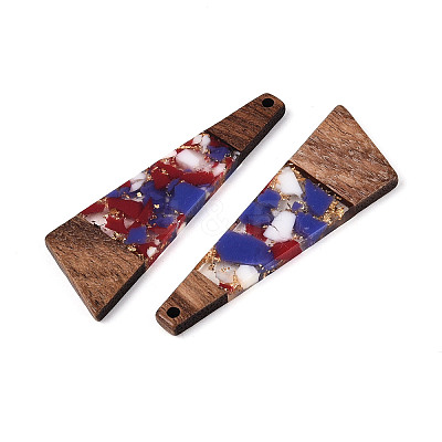 Transparent Resin & Walnut Wood Big Pendants RESI-TAC0017-70-D01-1