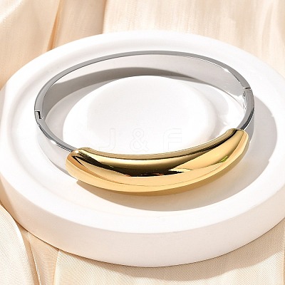 304 Stainless Steel Hinged Bangles for Women BJEW-C091-02E-GP-1