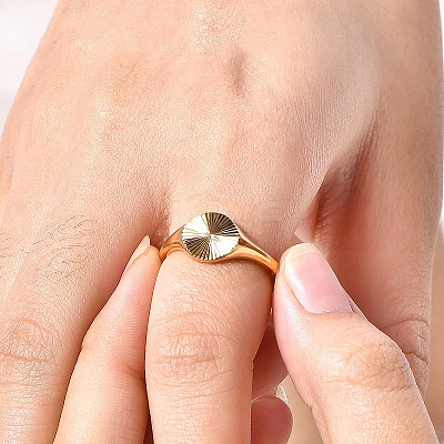 Flat Round 304 Stainless Steel Finger Rings FS-WG268FC-04-1