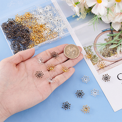 150Pcs 3 Colors Brass Bead Caps OHAR-ME0001-01-1