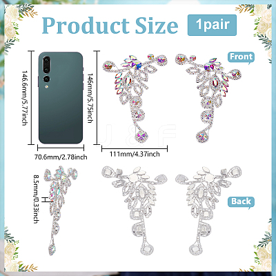 2Pcs 2 Styles Flower Alloy Rhinestone Ornament Accessories DIY-FG0008-05A-1