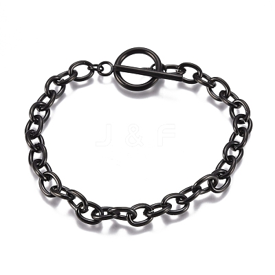 Unisex 304 Stainless Steel Cable Chain Bracelets BJEW-P245-39B-1