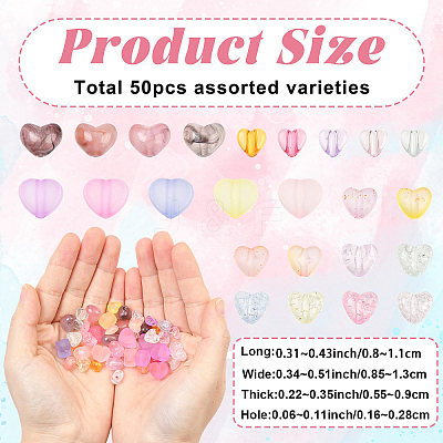 50Pcs 5 Styles Transparent Acrylic Beads TACR-YW0003-40-1