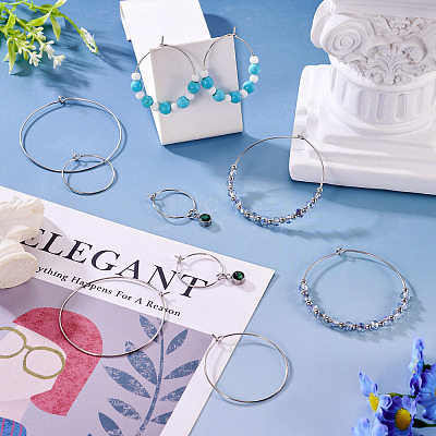 168Pcs 7 Styles 316L Surgical Stainless Steel Hoop Earring Findings STAS-TA0002-82-1