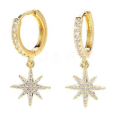 Brass Micro Pave Clear Cubic Zirconia Huggie Hoop Earrings EJEW-JE04380-01-1