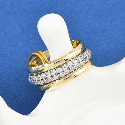 Brass Micro Pave Cubic Zirconia Finger Rings RJEW-D325-01PG-05-1