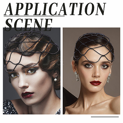 1Pc Rhinestone Mesh Headpiece Cap AJEW-HY0002-55B-1