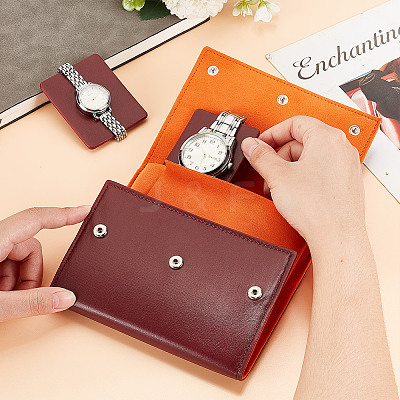Portable PU Leather Single Watch Pouch Storage Bags ABAG-WH0048-20B-1