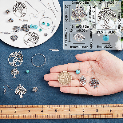 DIY Tree of Life Long Dangle Earring Making Kits DIY-SC0019-67-1