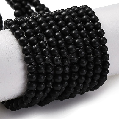 Natural Shungite Beads Strands G-M353-A04-3mm-1