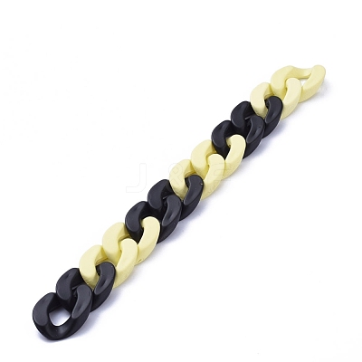 Handmade Opaque Spray Painted Acrylic Curb Chains AJEW-JB00619-04-1