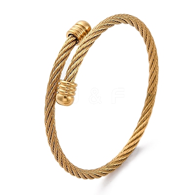 304 Stainless Steel Torque Bangles for Women BJEW-G584-18G-1