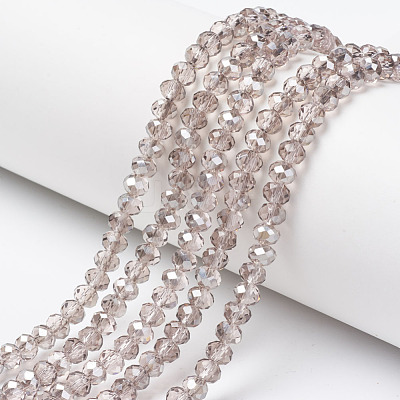 Electroplate Transparent Glass Beads Strands EGLA-A034-T6mm-E09-1