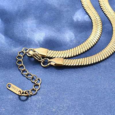 Ion Plating(IP) 304 Stainless Steel Herringbone Chain Necklace for Men Women LS-NJEW-E076-03E-G-1