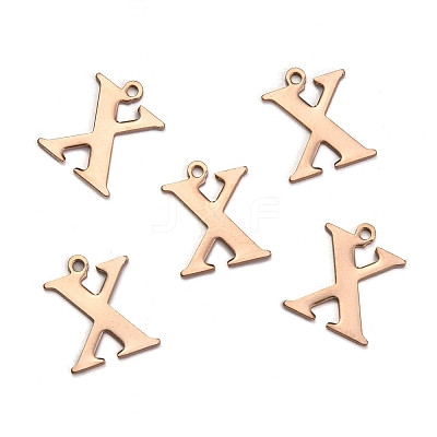 Ion Plating(IP) 304 Stainless Steel Alphabet Charms STAS-H122-X-RG-1