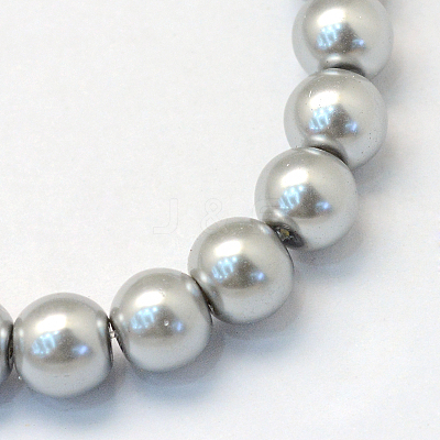 Baking Paint Pearlized Glass Pearl Round Bead Strands X-HY-Q330-8mm-34-1