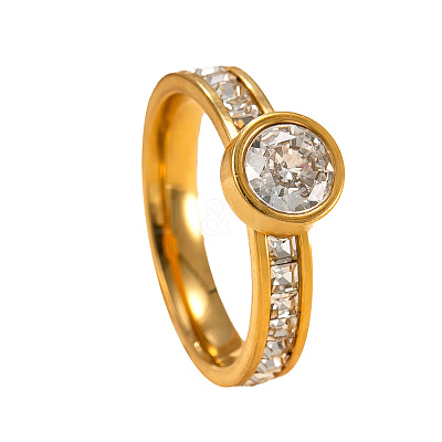 304 Stainless Steel & Rhinestone Finger Rings WG87391-01-1