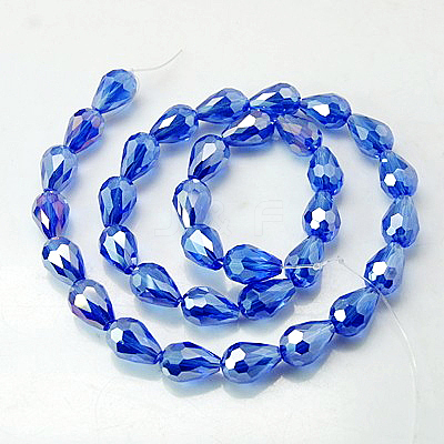Electroplate Glass Beads Strands X-EGLA-D015-15x10mm-12-1