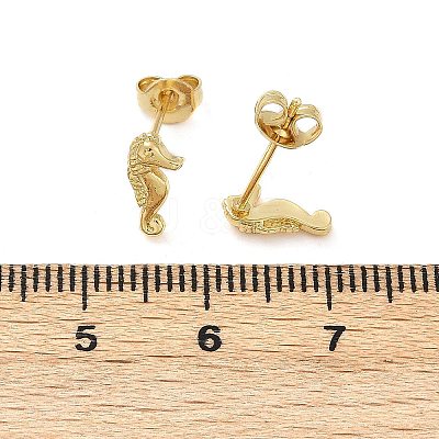 Brass Stud Earrings EJEW-R032-04G-1
