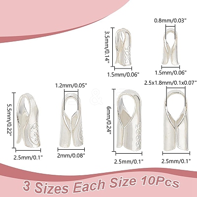 3 Styles 925 Sterling Silver Cord End STER-PH0002-45-1