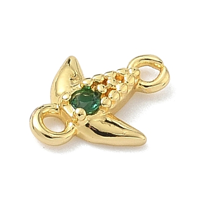 Brass Pave Cubic Zirconia Fish Connector Charms KK-G548-17G-1
