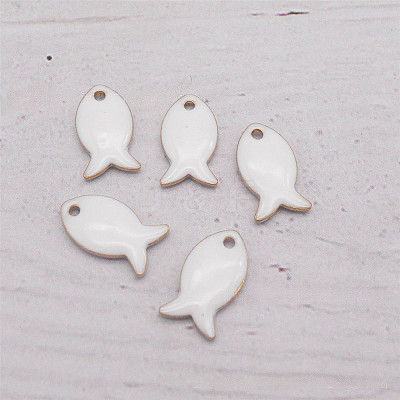 Brass with White Enamel Charms KK-CBA0B8C-01G-1