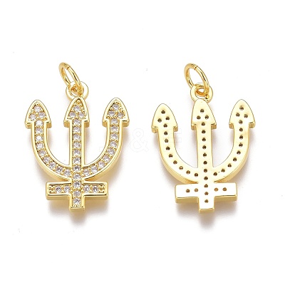 Brass Micro Pave Clear Cubic Zirconia Pendants ZIRC-Z008-35G-1