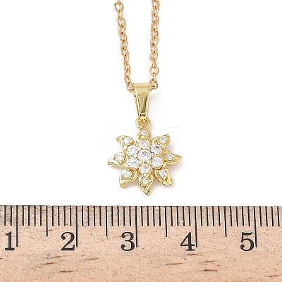 Brass Micro Pave Clear Cubic Zirconia Pendant 304 Stainless Steel Chain Necklaces for Women NJEW-D341-12A-G-1