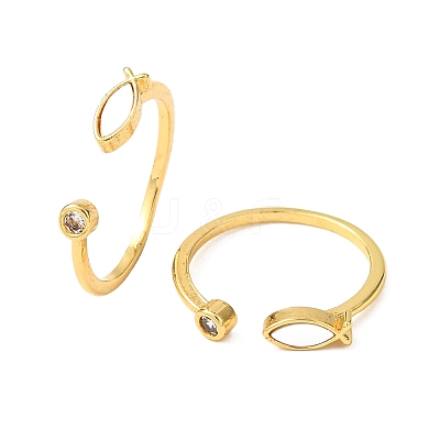 Brass Micro Pave Cubic Zirconia Cuff Rings for Women RJEW-K309-39D-G-1