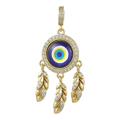 Brass Pave Clear Cubic Zirconia European Dangle Charms KK-CJC0018-08-1