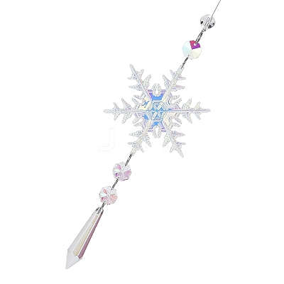 AB Color Glass Snowflake Pendant Decorations AJEW-Q144-02P-03-1