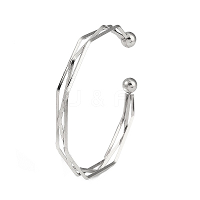 Non-Tarnish 304 Stainless Steel 3 Line Open Cuff Bangles for Women BJEW-S155-01P-1