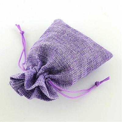 Polyester Imitation Burlap Packing Pouches Drawstring Bags ABAG-R004-18x13cm-08-1