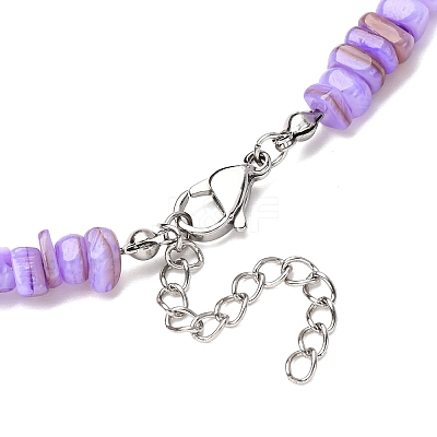 Dyed Natural Freshwater Shell Nuggets Beaded Necklaces NJEW-JN05488-03-1