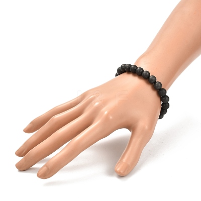 8mm Matte Round Natural Shungite Beads Energy Power Stretch Bracelet for Men Women BJEW-JB07069-1